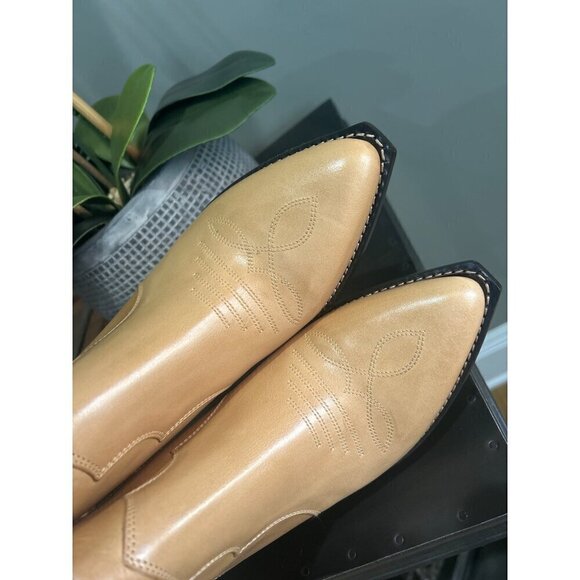 Isabel Marant Darizo Leather Western Booties Natural Tan Womens Size 38 - Picture 11 of 16